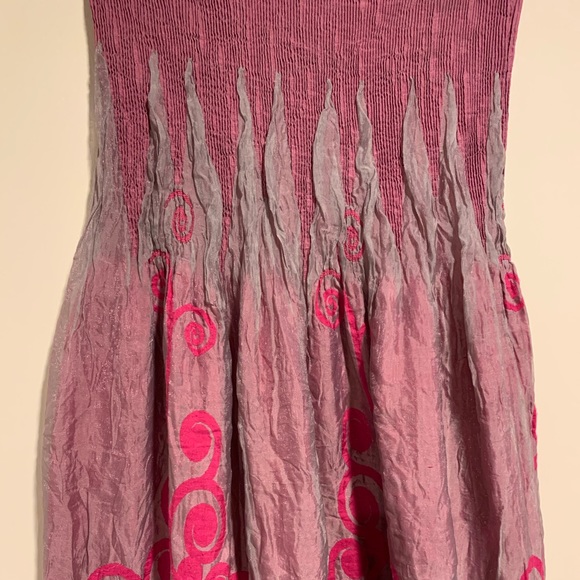 Lapis Strapless Tube Top Dress, Pink Embroidered Floral Print, One Size - Picture 3 of 6